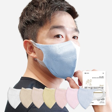 [프리미엄 라이트] 시노텍스 컬러 60매 자외선차단 숨쉬기편한 새부리형 마스크